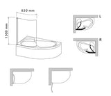 Preklopna paravan za kadu Laguna Fortuna 150 cm u krom izvedbi pro asimetričnu kadu Fortuna Plus.