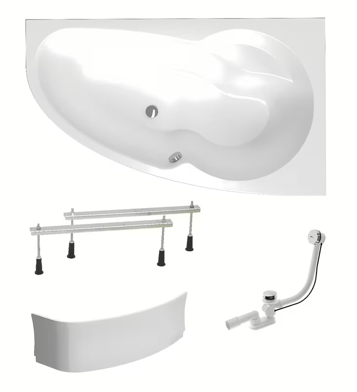 Desna asimetrična akrilna kada Laguna Luiza 150 x 95 cm s prednjom i bočnom oblogom