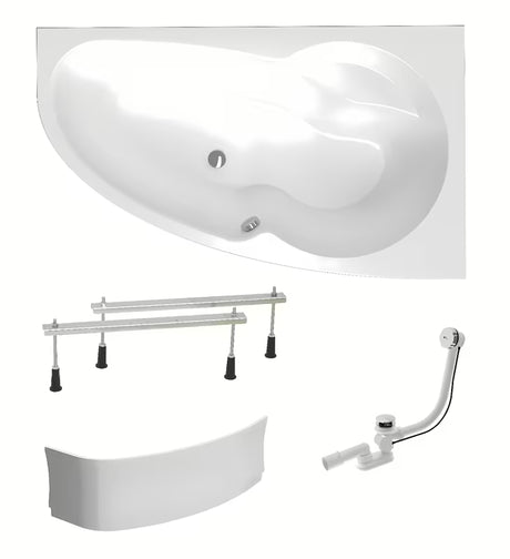 Desna asimetrična akrilna kada Laguna Luiza 150 x 95 cm s prednjom i bočnom oblogom