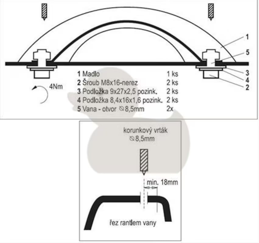 Praktični i robusni ručka za kadu Laguna pro za sigurniji ulazak i izlazak iz kade.