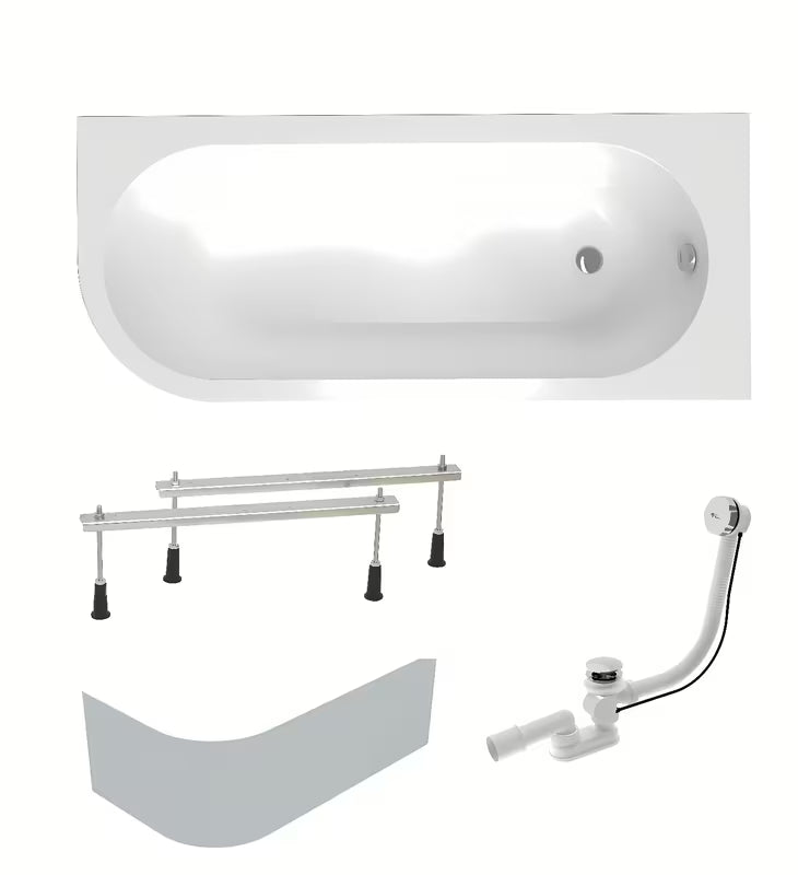 Desna asimetrična akrilna kada Laguna Rajka 170 x 72,5 cm s prednjom i bočnom oblogom