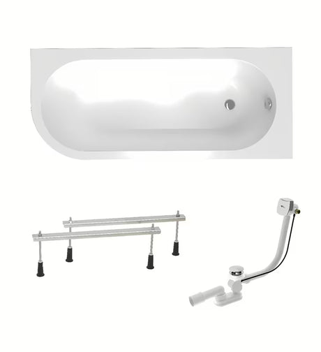 Laguna Rajka desna asimetrična akrilna kada 170x72,5 cm s nogicama i sifonom