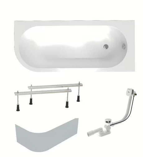 Desna asimetrična akrilna kada Laguna Rajka 170x72,5 cm s oblogom i sifonom