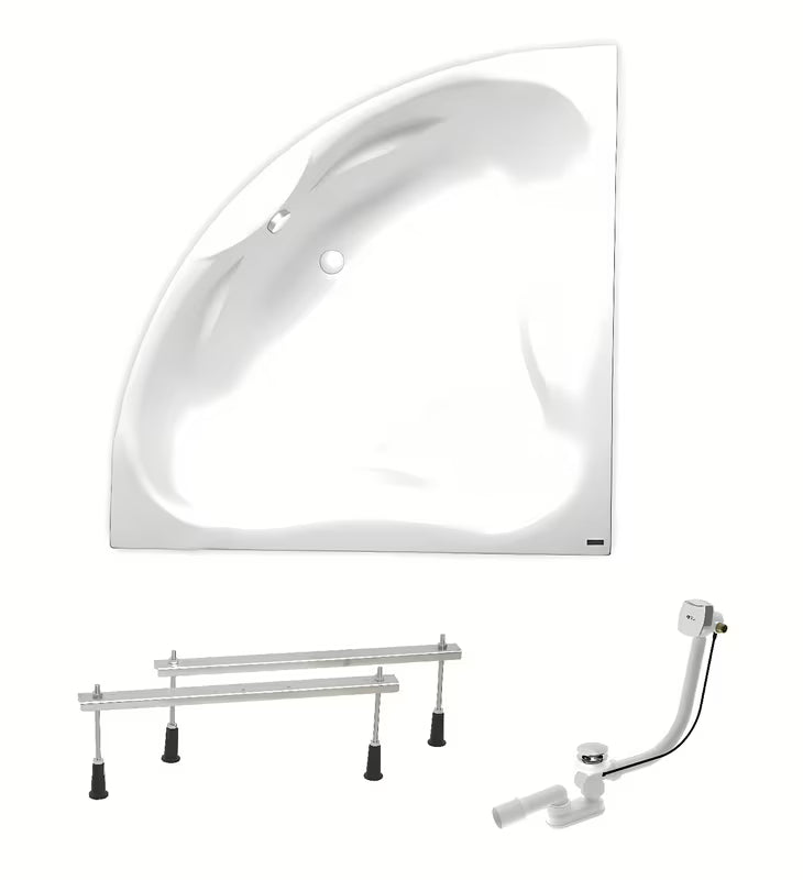 Bijela kutna kada Laguna Royale od akrila 150 x 150 cm s mogućnošću ugradnje lijevo ili desno