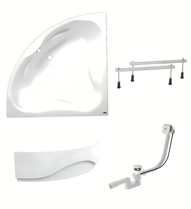 Kutna akrilna kada Laguna Royale 150x150 cm u lijevoj i desnoj izvedbi s prednjom i bočnom oblogom