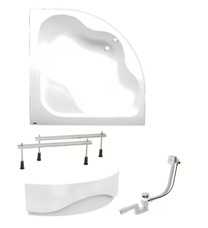 Bijela kutna akrilna kada Laguna Samanta Plus 140 x 140 cm prikladna za manju kupaonicu