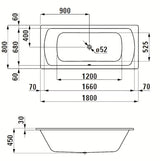 Pravokutna kada Laufen Bolsena 180x80 cm od emajliranog čelika sa zvučnom izolacijom i nogama