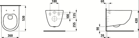 Bijeli viseća WC školjka Laufen Pro s bezrubnom izvedbom Rimless i skrivenim pričvršćenjem EasyFit 2.0