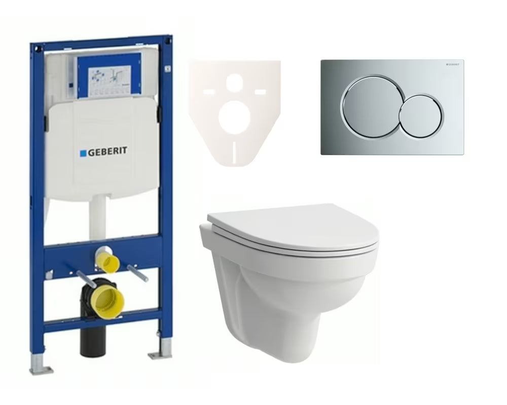 Viseći WC set Laufen Pro Nordic s modulom Geberit Duofix, sjedalom soft Close i kromiranom tipkom
