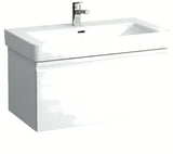 Umivaonik za Kupaonski Ormarić Laufen Pro S 85x46 cm od sjajne bijele keramike s otvorom pro slavinu u sredini.