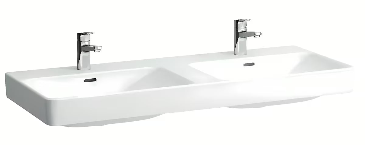 Bijeli keramički dvostruki umivaonik Laufen Pro S 120 x 46 cm s dva otvora pro slavinu
