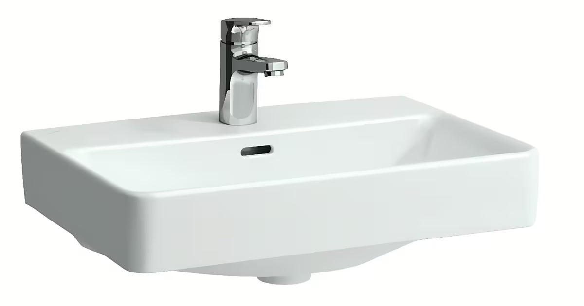Bijeli viseće keramički umivaonik Laufen Pro S 55x38 cm s preljevom i otvorom pro slavinu u sredini