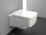 Bijeli viseća WC školjka Laufen Pro S bezrubnom izvedbom bez sustava za ispiranje i četvrtastim dizajnom.