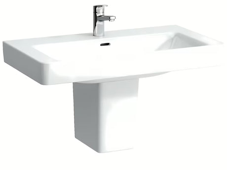 Umivaonik za Kupaonski Ormarić Laufen Pro S 85x46 cm od sjajne bijele keramike s otvorom pro slavinu u sredini.