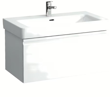 Umivaonik za Kupaonski Ormarić Laufen Pro S 85x46 cm od sjajne bijele keramike s otvorom pro slavinu u sredini.