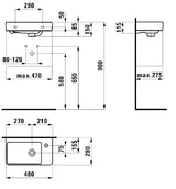 Bijeli keramički mali umivaonik Laufen Pro S 48x28 cm s otvorom za pro slavinu na lijevoj strani