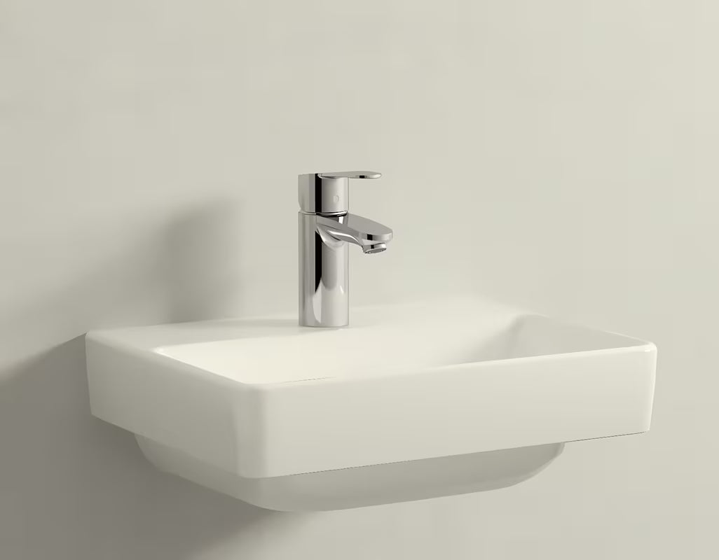 Bijeli keramički mali umivaonik Laufen Pro S 45 x 34 cm s otvorom za pro slavinu u sredini