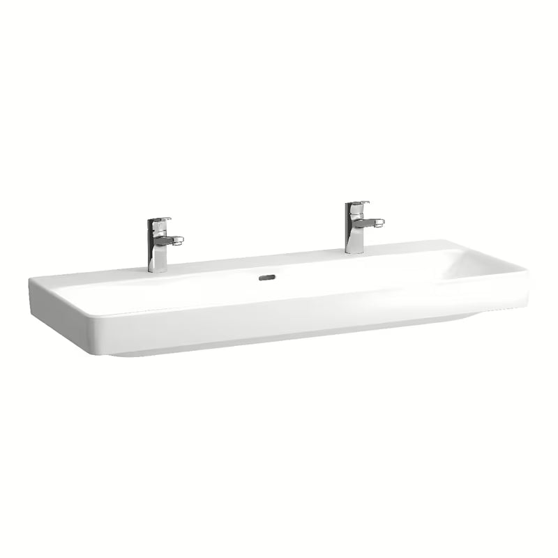 Bijeli viseće keramički umivaonik Laufen Pro S 120x46 cm s dva otvora pro za slavinu