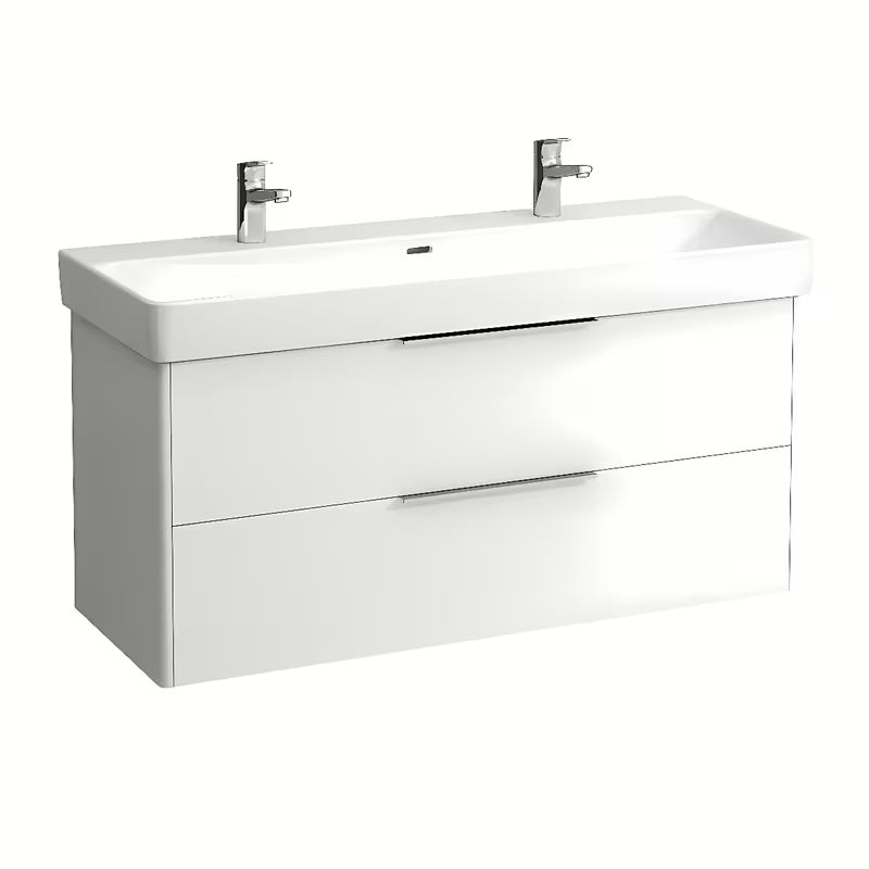 Bijeli viseće keramički umivaonik Laufen Pro S 120x46 cm s dva otvora pro za slavinu