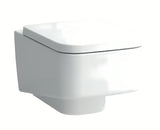 Bijeli viseća WC školjka Laufen Pro S bezrubnom izvedbom bez sustava za ispiranje i četvrtastim dizajnom.