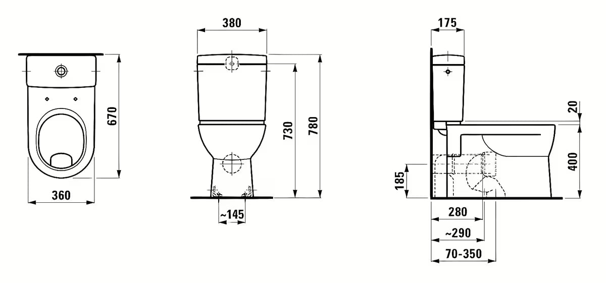 Laufen Pro WC kombi u bijeloj izvedbi bez vodokotlića i bez wc daske