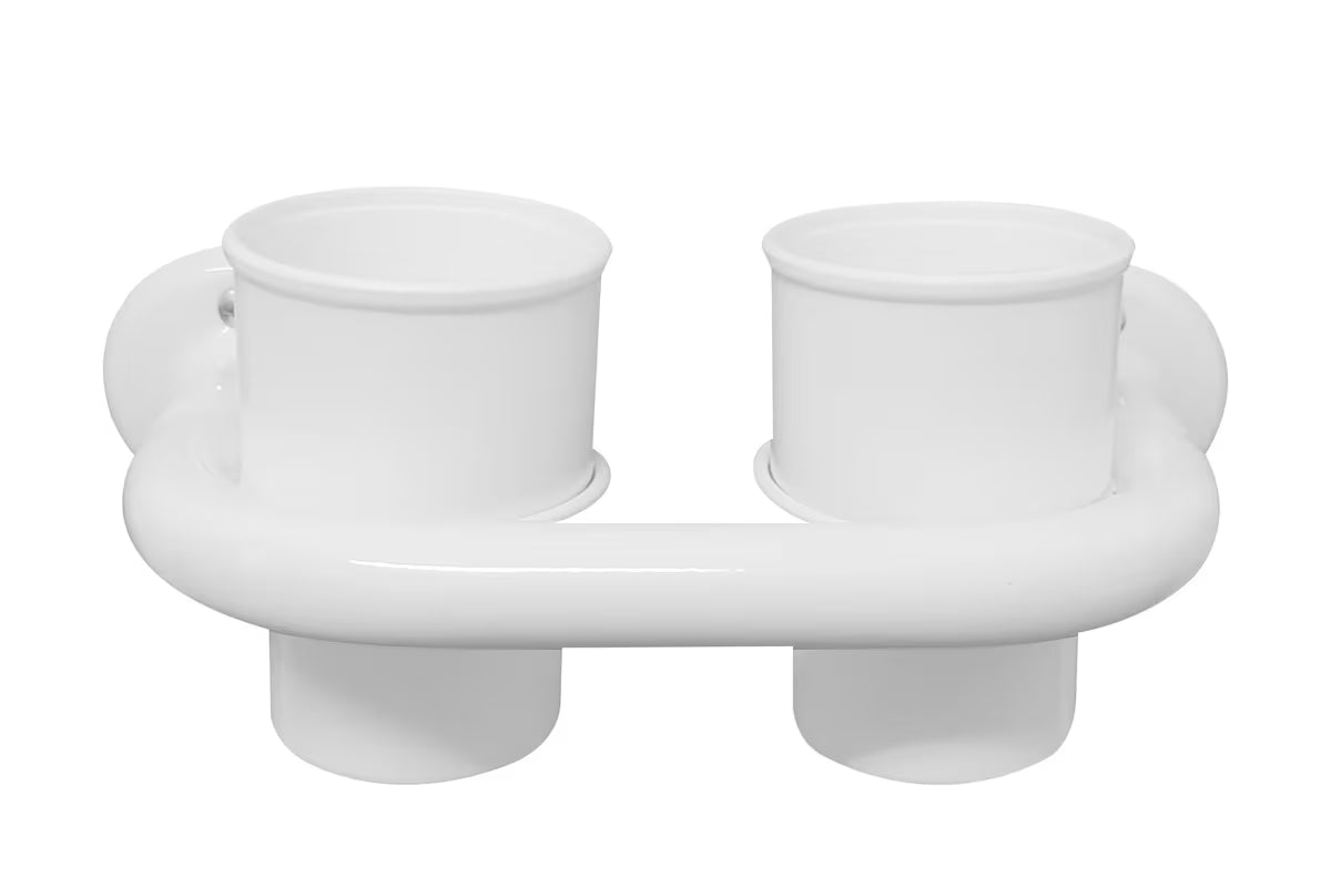 Bijeli zidni držač čaša Multi uključuje čašu s okruglim dizajnom pro kupaonicu