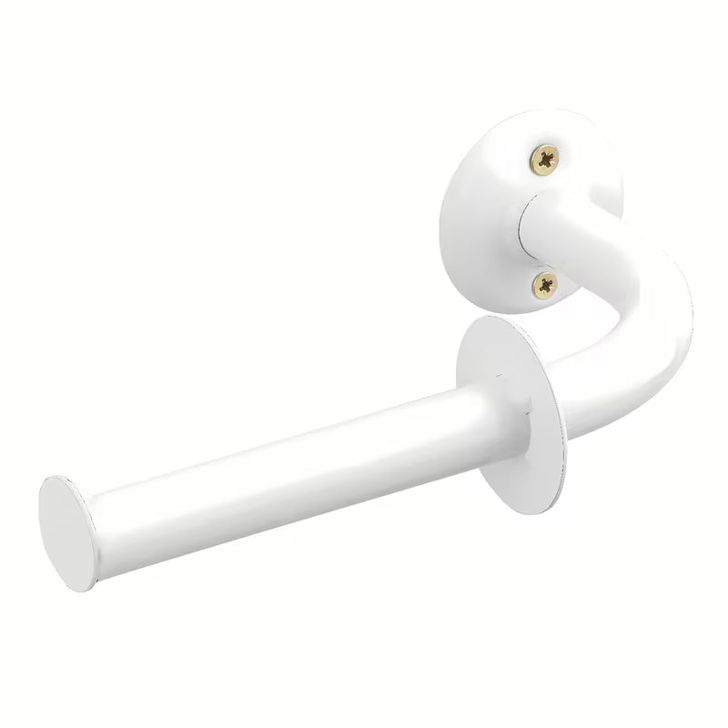 Bijeli zidni držač toaletnog papira s okruglim dizajnom.