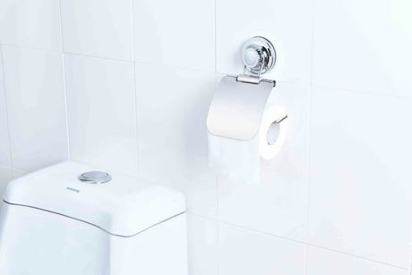 Kromirani držač toaletnog papira s poklopcem Multi Ecoloc s vakuumskom čašicom, montaža bez bušenja.