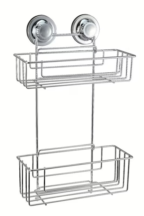 Dvoetažna zidna polica Multi Ecoloc u kromu s vakuumskom čašicom pro montaža bez bušenja.