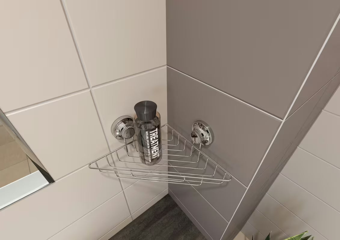 Multi Ecoloc kutna polica s vakuumskom čašicom u izvedbi chrome pro za ugradnju bez bušenja