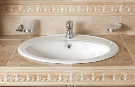 Bijeli keramički ugradbeni umivaonik Multi Eur s otvorom pro za slavinu u sredini, 55 x 47,5 cm.