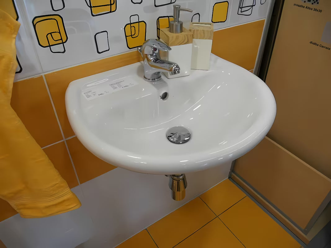 Bijeli viseće keramički umivaonik Multi 50 x 39,5 cm s otvorom pro za slavinu u sredini