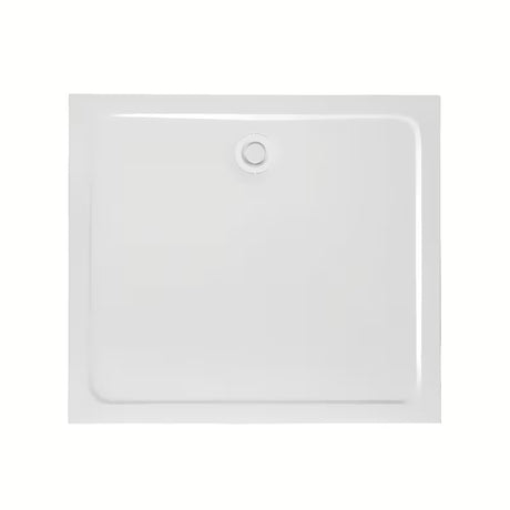 Bijeli dizajnerski sifon za tuš kadu s pokrivnom kapicom, koji ne strši iznad površine kade.