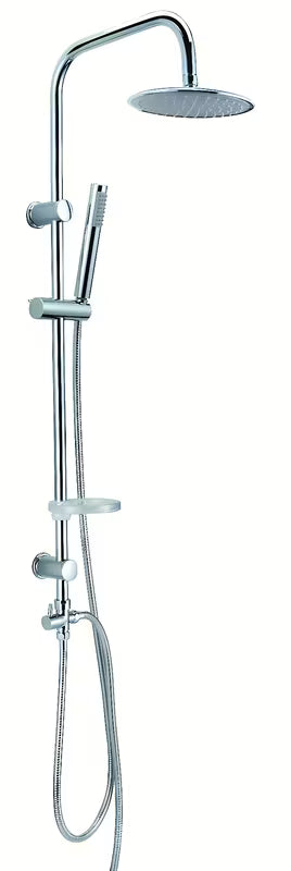 Okrugli tuš sustav Multi u izvedbi chrome s nadglavnim i ručnim tušem