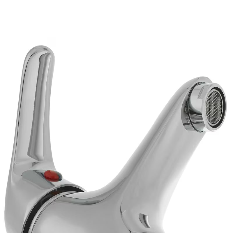 Kromirana jednoručna baterija stojeća miješalica za umivaonik Multi bez odvoda zaobljenog dizajna.