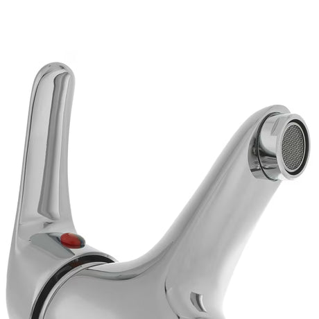 Kromirana jednoručna baterija stojeća miješalica za umivaonik Multi bez odvoda zaobljenog dizajna.