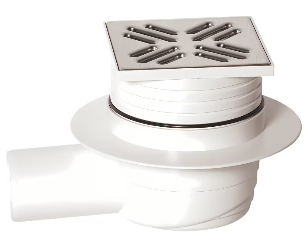 Nehrđajuća bočna podni sifon/slivnik SIKO Multi u krom izvedbi, promjer 50 mm.