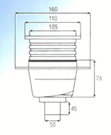 Praktični donji nehrđajući podni sifon/slivnik Multi u krom izgledu, promjer 50 mm.