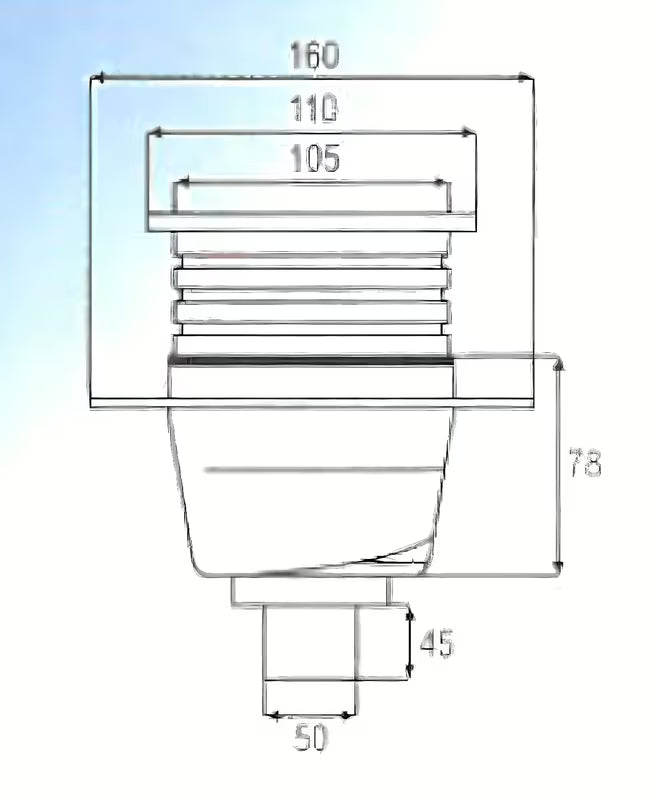 Praktični donji nehrđajući podni sifon/slivnik Multi u krom izgledu, promjer 50 mm.