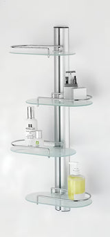 Kromirana kupaonska polica s četiri podesive police za kozmetiku