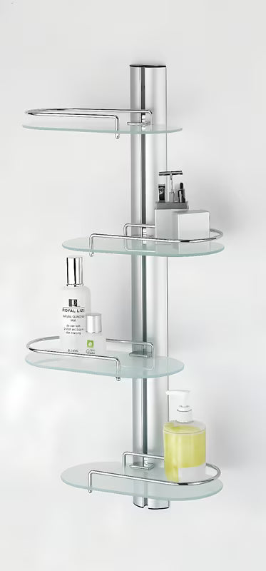 Kromirana kupaonska polica s četiri podesive police za kozmetiku
