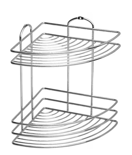 Elegantna zidna dvoetažna kupaonska polica u kromiranoj izvedbi.