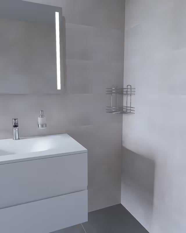 Elegantna zidna dvoetažna kupaonska polica u kromiranoj izvedbi.