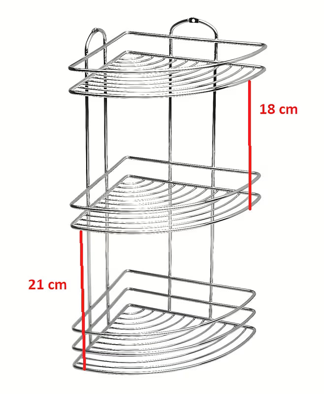 Kromirana zidna polica s tri razine za kupaonicu pro za odlaganje kozmetike