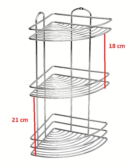 Kromirana zidna polica s tri razine za kupaonicu pro za odlaganje kozmetike