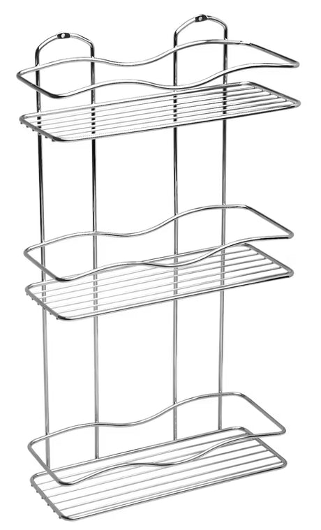 Elegantna zidna troetažna kromirana polica za kupaonicu, za kozmetiku