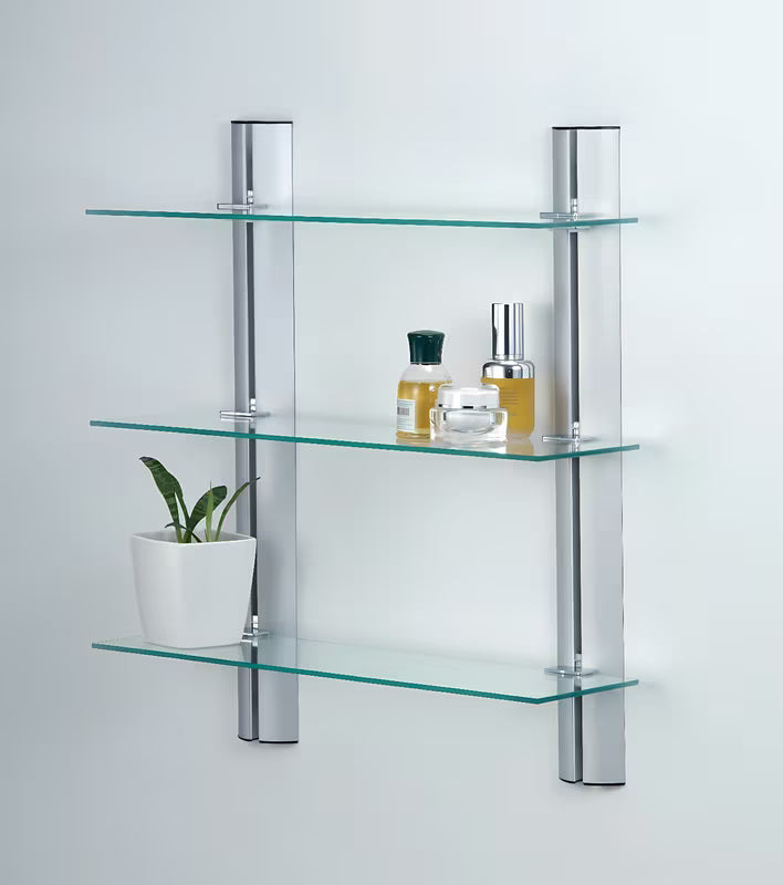 Kromirana zidna kupaonska polica Multi Chrome s tri razine i četvrtastim dizajnom