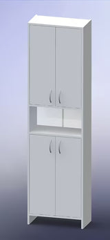 Visoka kupaonski ormarić Multi Praxis od bijelog laminata s dvije police.