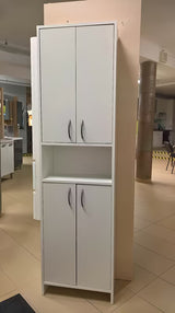 Visoka kupaonski ormarić Multi Praxis od bijelog laminata s dvije police.