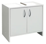 Bijela univerzalna ormarić ispod umivaonika Multi Praxis pro za prekrivanje sifona i odlaganje higijenskih potrepština.